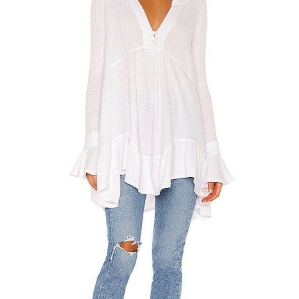 Free People Olivia Tunic in White, Medium, Oversized Fit